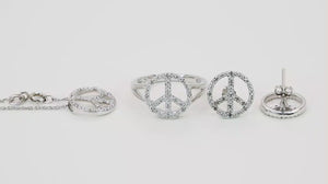 Conjunto em Prata 925 Paz e Amor com Diamantes