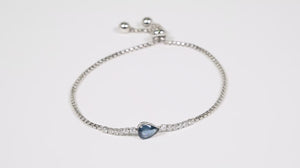 Pulseira de Ouro Branco 18k com Safira e 12 Diamantes
