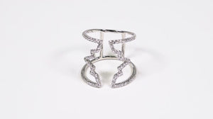 Anel de Ouro Branco 18k com Diamantes