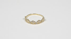 Anel Coroa com Zircônias em Ouro Amarelo 18k