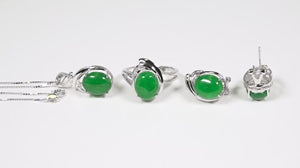 Conjunto em Prata 925 com Jade e Diamantes