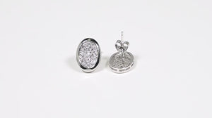 Par de Brinco em Prata 925 Oval com Zirconias
