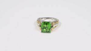 Anel em Prata 925 com Quartzo Chartreuse e Chromediopsides