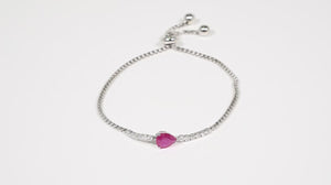 Pulseira em Ouro Branco 18k com Rubi Gota e Diamantes