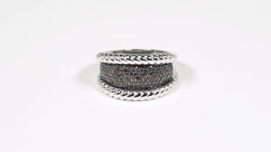Anel em Prata com Diamantes Vermelhos Aprox 25 pts