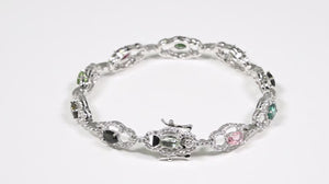 Pulseira em Prata 925 com Turmalinas Coloridas