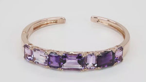 Bracelete de Prata 925 com Ametistas e Rose de France
