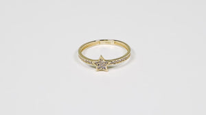 Anel em Ouro Amarelo 18k Estrela com Zircônias