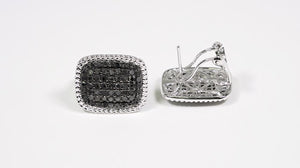 Par de Brinco em Prata 925 com Diamantes Negros