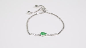Pulseira em Ouro Branco 18k com Esmeralda e Diamantes