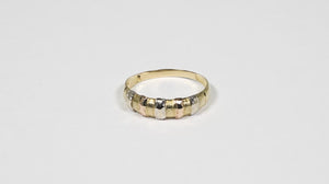 Anel em Ouro 18k Trabalhado com 3 Cores Efeito Diamantado