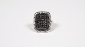 Anel  em Prata 925 com Diamantes Negros