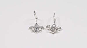 Par de Brinco de Prata 925 Flor de Lis com Zirconias 