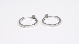 Par de Brinco Argola em Prata 925 com Diamantes Brancos 