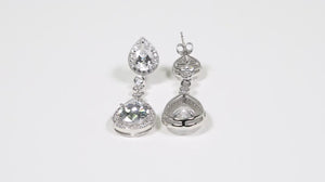 Par de Brinco em Prata 925 Gota com Zirconias