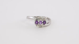 Anel em Prata 925 com Ametistas e Diamantes