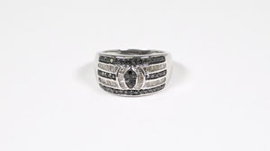 Anel em Prata 925 com Diamantes Negros e Champagnes