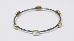 103055-Bracelete Linha Ara Collection em Prata 925 e Ouro Amarelo 23,64 com Madre Pérola