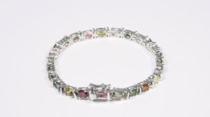 Pulseira em Prata 925 com Turmalinas Coloridas
