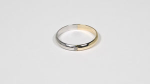 Aliança Duas Cores com Diamante em Ouro 18k